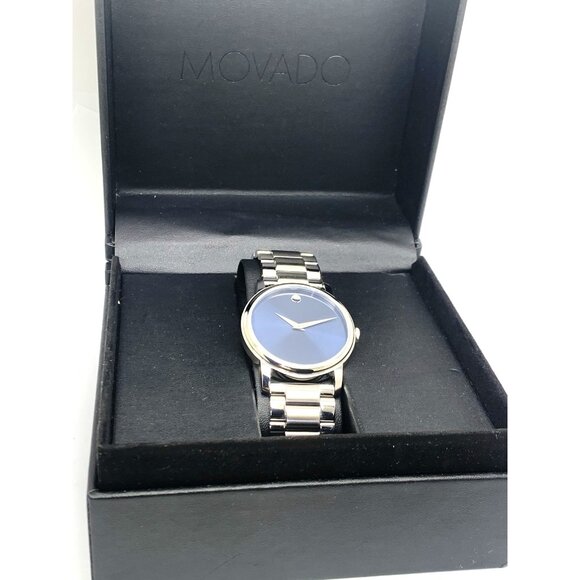Movado Men's Watch 2100015 Museum Blue Dial Swiss Quartz Stainless Steel 39mm - Picture 3 of 14